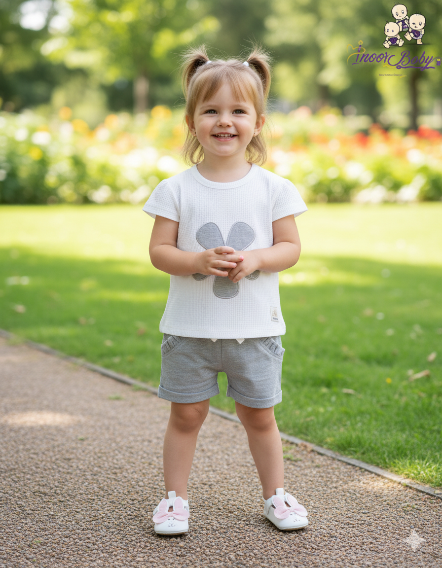 تیشرت شلوارک دخترانه مدل گل